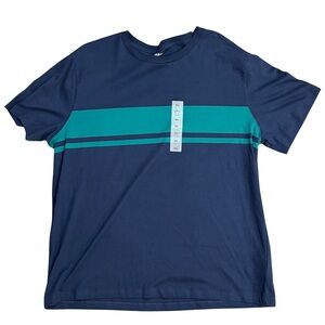 Old Navy | Men's Navy and Teal Stripe Tee | Size XL